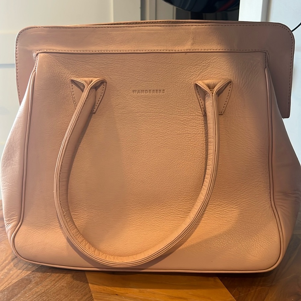 Wanderers Travel Co 'Monte Carlo ' Full Grain Leather Handbag In Blush